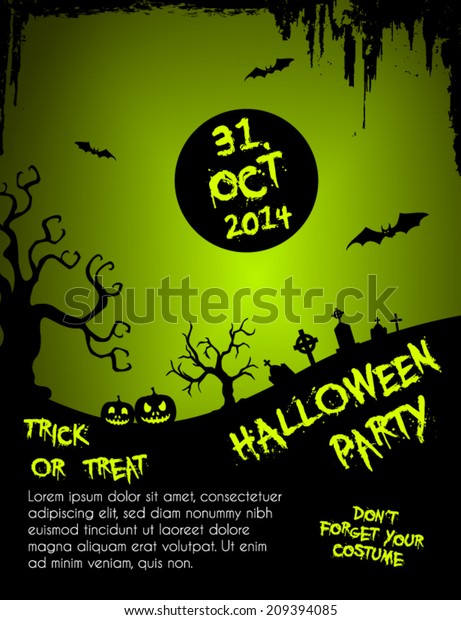 Halloween Party Flyer Template Green Black Stock Vector Royalty Free