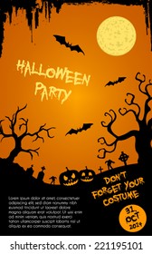 Halloween party flyer template - orange and black 