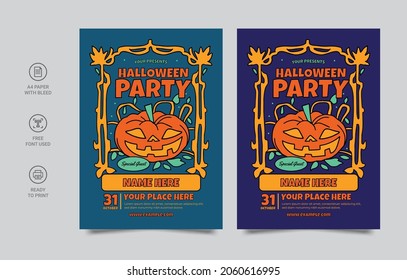 Halloween Party flyer Template. Perfect for social media posts, background, and web banner internet ads. Halloween Design Elements.