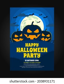 Halloween Party Flyer Template, Vertical Poster Design