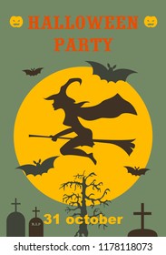 Halloween party flyer. Vector illustration
