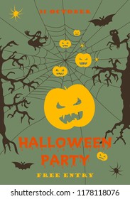 Halloween party flyer. Vector illustration