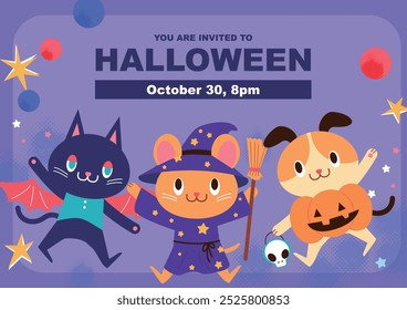 The halloween party for friend group of animal friends wear fantasy costume.