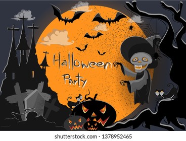 Halloween party with ghost