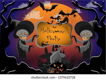 Halloween party with ghost