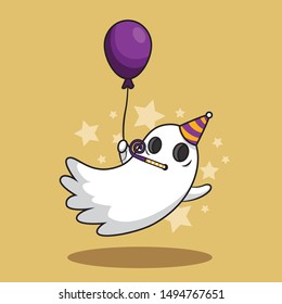 Halloween party ghost with balloon vector
