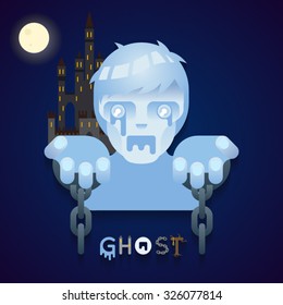Halloween Party Ghost Role Character Bust Icons Stylish Background Flat Design Greeting Card Template Vector Illustration
