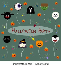 Halloween party  with ghosts balloons vector