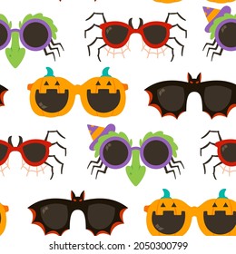 Halloween party glasses vector cartoon seamless pattern background for wallpaper, wrapping, packing, and backdrop.