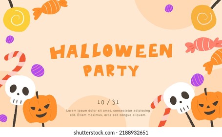 Halloween party greeting  background with candies.
