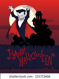 Halloween party greeting card with Dracula