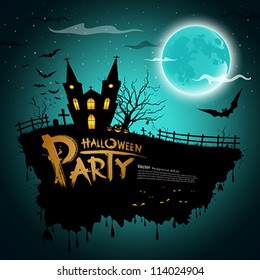 Halloween party greeting card, vector illustration