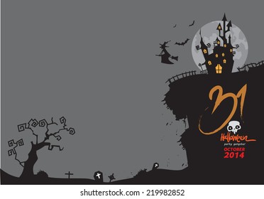 Halloween party greeting card, vector illustration
