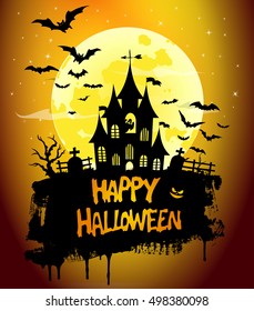 Halloween party greeting card, vector illustration