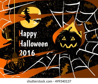Halloween party greeting card vector illustrration