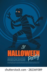 halloween party, greeting poster with mummy image