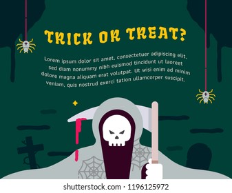 Halloween party with grim reaper illustration graphic template