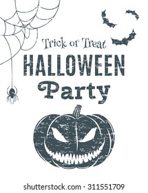 Halloween party. Grunge poster template. Vector illustration.