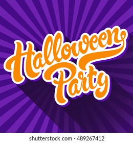 Halloween Party hand drawn lettering vector illustration. 