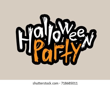 Halloween party. Hand drawn lettering. Vector illustration.