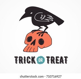 Halloween party, hand drawn modern cards, illustrations collection