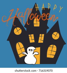 Halloween party, hand drawn modern cards, illustrations collection