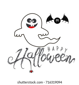 Halloween party, hand drawn modern cards, illustrations collection