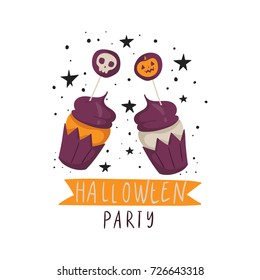Halloween party, hand drawn modern card or poster design, illustrations collection