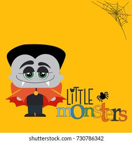 Halloween party, hand drawn modern cards, illustrations collection. Little monster.