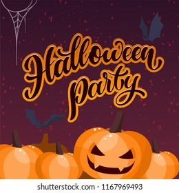 Halloween party hand written text. Design for print, poster, invitation, t-shirt. Vector illustration