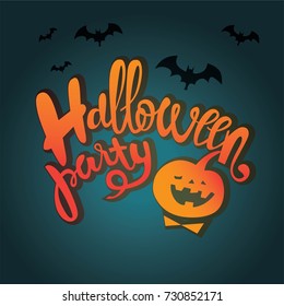 Halloween party hand-drawn lettering design for poster, card or invitation