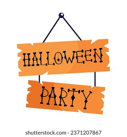 halloween party hanging lettering illustration isolated