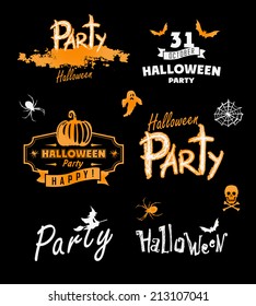 Halloween party. Happy holiday. Vector silhouettes 