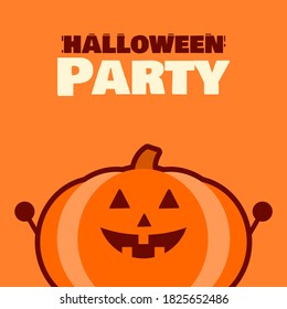 Halloween party. Happy Halloween. This pumpkin character is having fun.