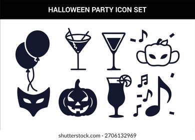 Icono de fiesta de Halloween conjunto de ilustración de Arte vectorial sobre un fondo blanco.
