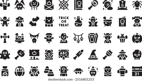 Halloween party icons High-Quality Vector Icons Collection with Editable Stroke. Ideal for Professional and Creative Projects.