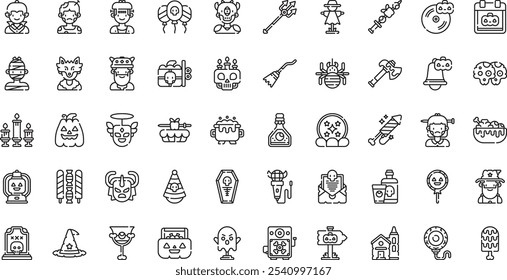 Iconos de fiesta de Halloween Colección de iconos vectoriales de alta calidad con trazo editable. Ideal para Profesional y Proyectos Creativos.
