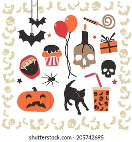 halloween party icons set