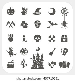 Halloween party icons set with frame background