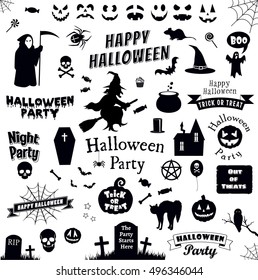 Halloween Party Icons Set. Trick or treat. 