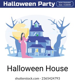 Halloween Party Illustration 20 unique concepts flat design vector illustration concepts.  Scary collection with jack-o-lantern, spider, ghost, skull, bats, witch, vampire. Autumn holiday flat style d