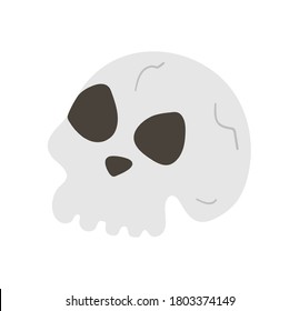 Halloween party illustration with human skull. Vector skeleton.  Scary design for Autumn Samhain party. All saints day character.
