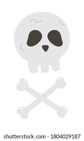 Halloween party illustration with human skull and crossed bones. Vector skeleton.  Scary design for Autumn Samhain party. All saints day character.

