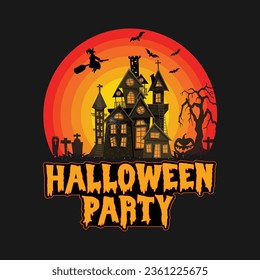 halloween party illustrations with patches for t-shirts and other uses
