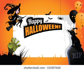 Halloween party invitation background. EPS 10 vector, grouped for easy editing. No open shapes or paths.