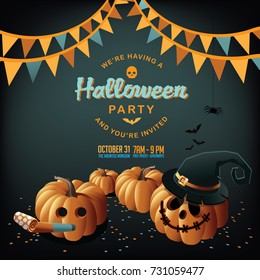 Halloween party invitation background illustration. EPS 10 vector.