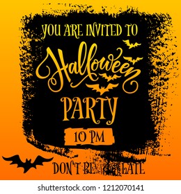 Halloween Party invitation banner design. You are invited text. 