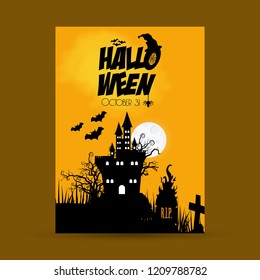 Halloween party invitation card with dark background vector 