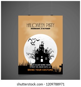 Halloween party invitation card with dark background vector 