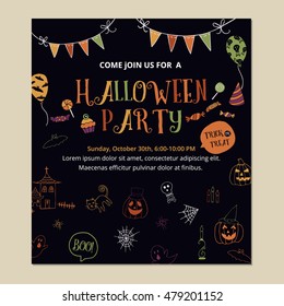 Halloween Party Invitation Card Design Template